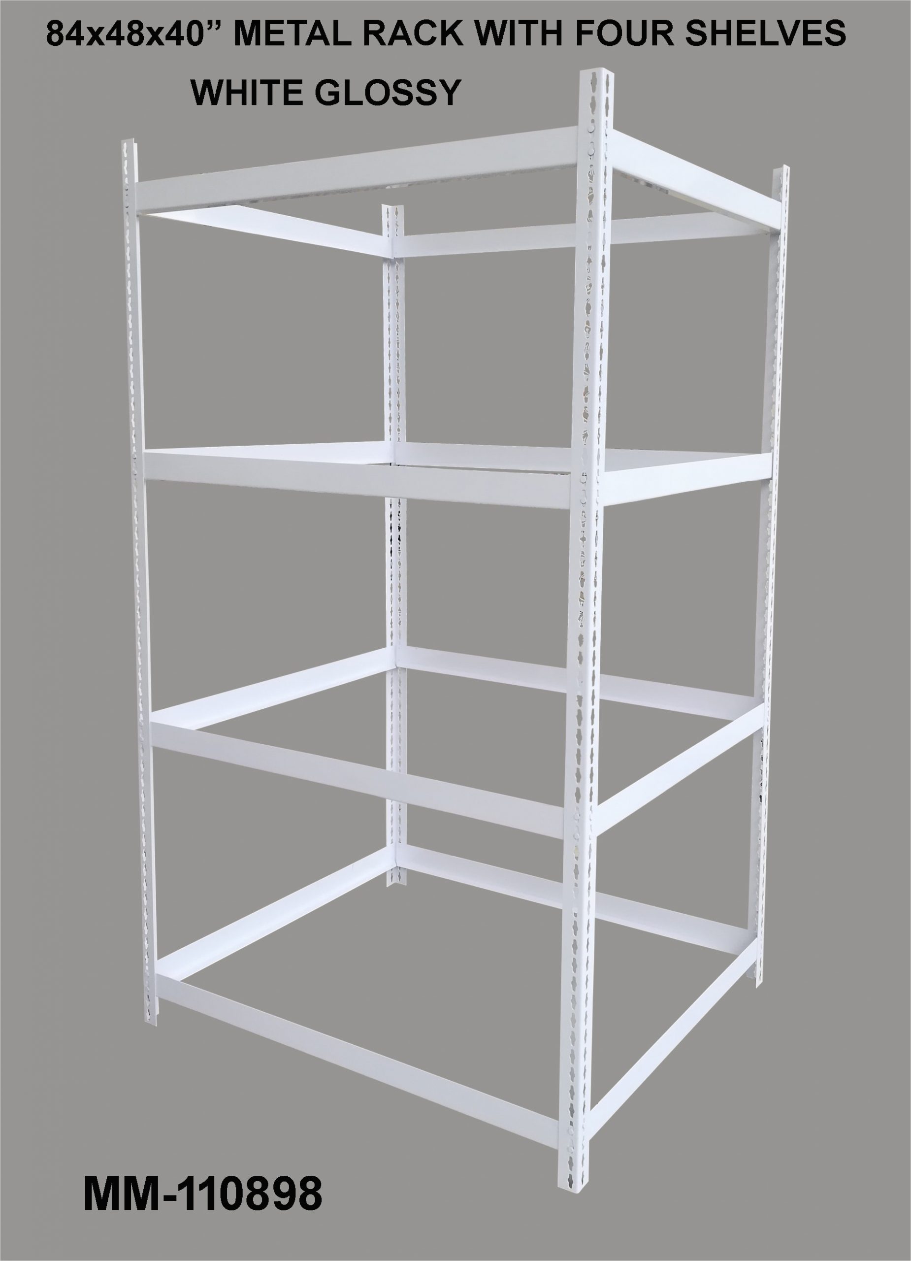 Metal Rack with four shelves white glossy